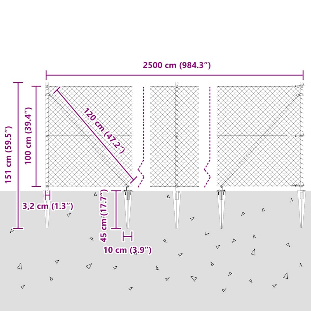 Stup za ogradu Zelena 25 x 1 m (mreža 40 x 40 mm) Čelik i PVC