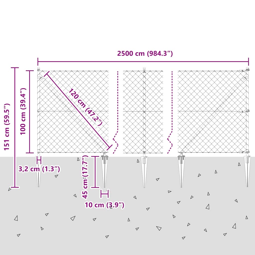 Stup za ogradu Zelena 1 x 25 m (60 x 60 mm mreža) Čelik