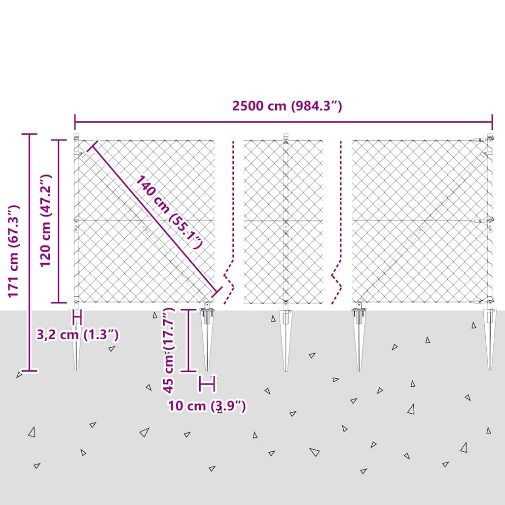 Stup za ogradu Zelena 25 x 1,2 m (60 x 60 mm mreža) Čelik i PVC