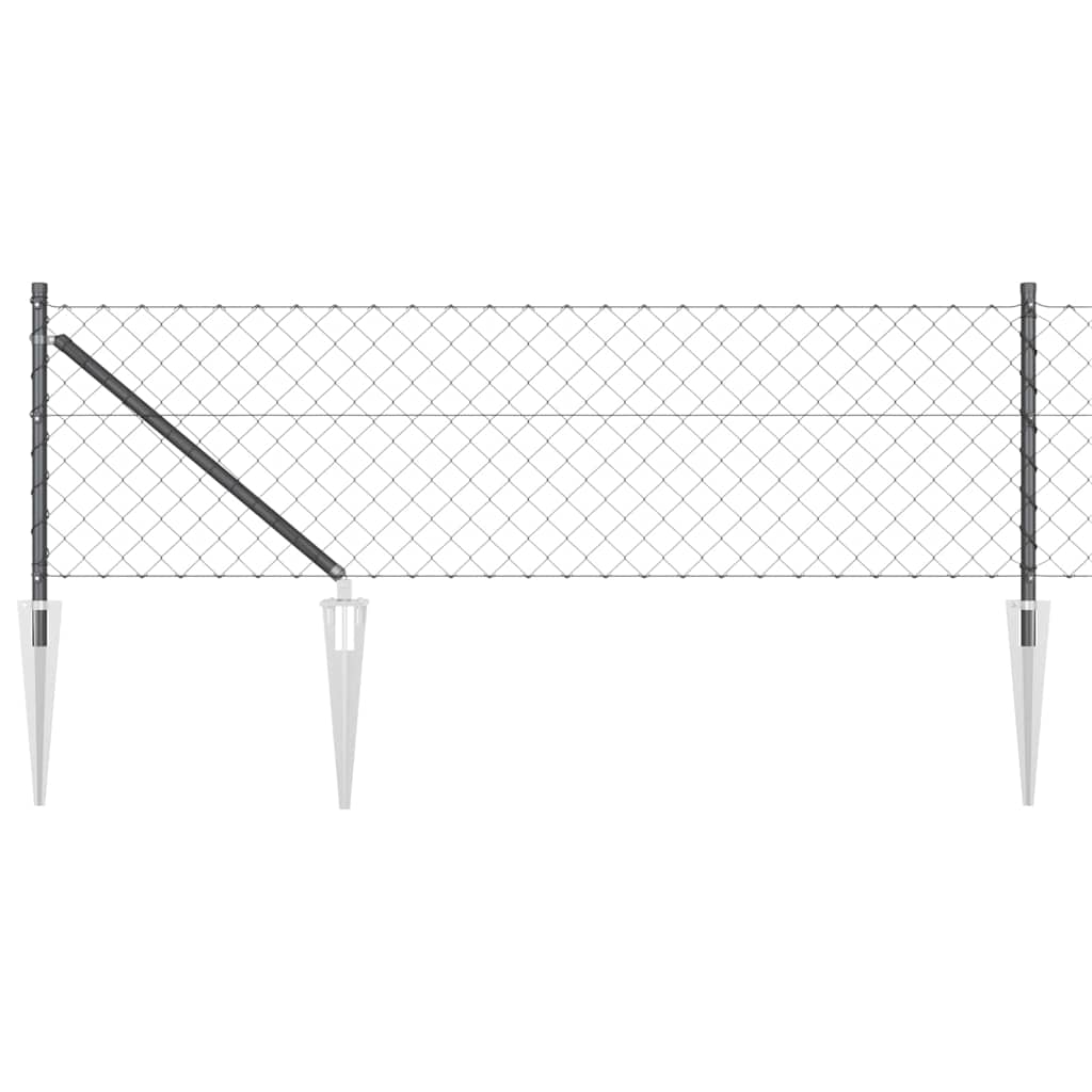 Stup za ogradu Siva 10 x 0,6 m (60 x 60 mm mreža) Čelik i PVC