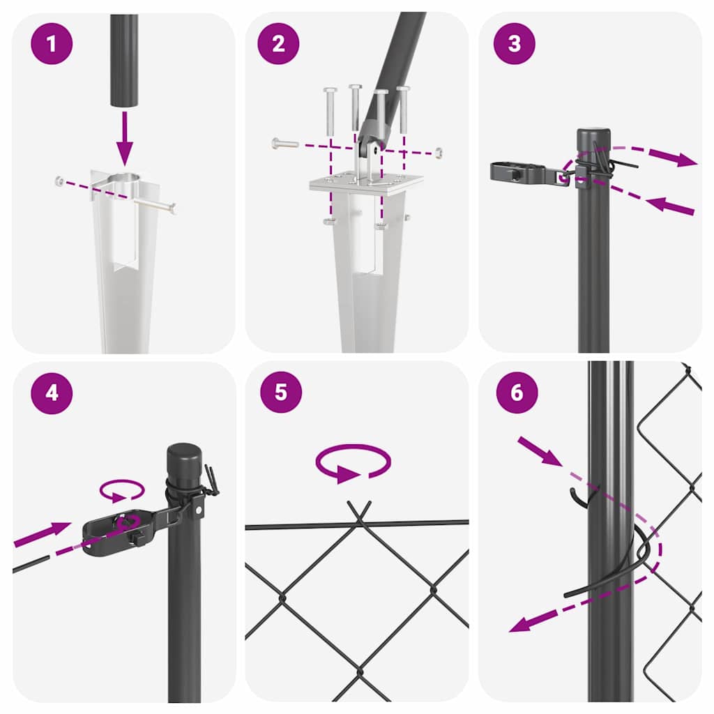 Stup za ogradu Siva 10 x 1,6 m (60 x 60 mm mreža) Čelik i PVC