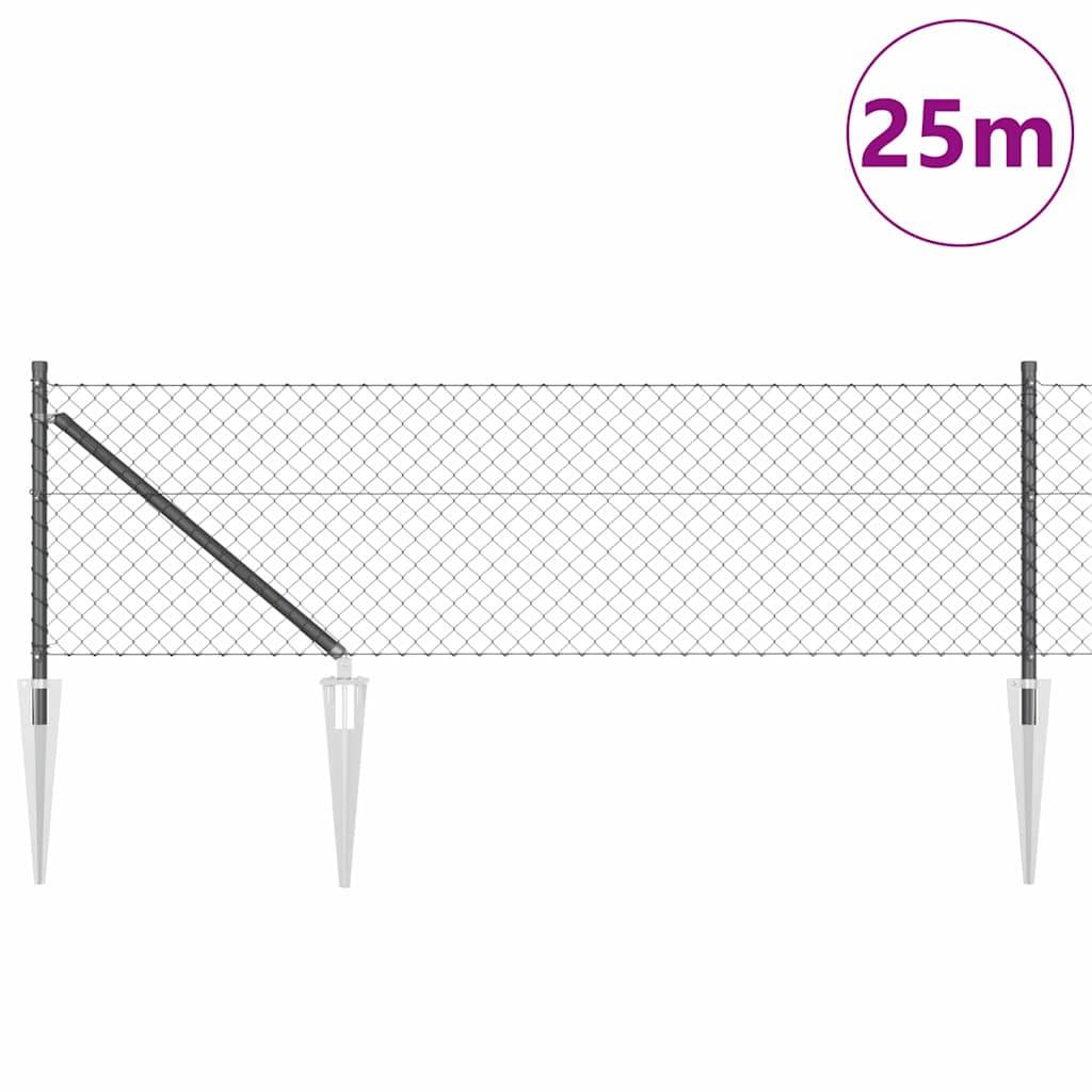 Stup za ogradu Siva 25 x 0,6 m (40 x 40 mm mreža) Čelik i PVC