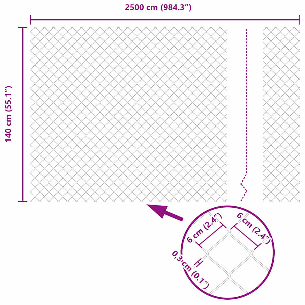 Stup za ogradu Siva 25 x 1,4 m (60 x 60 mm mreža) Čelik i PVC