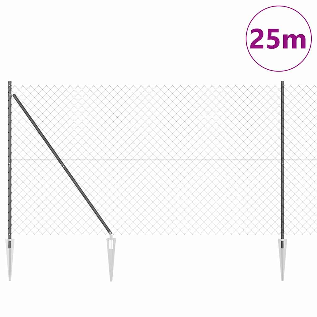 Stup za ogradu Siva 25 x 1,6 m (60 x 60 mm mreža) Čelik i PVC