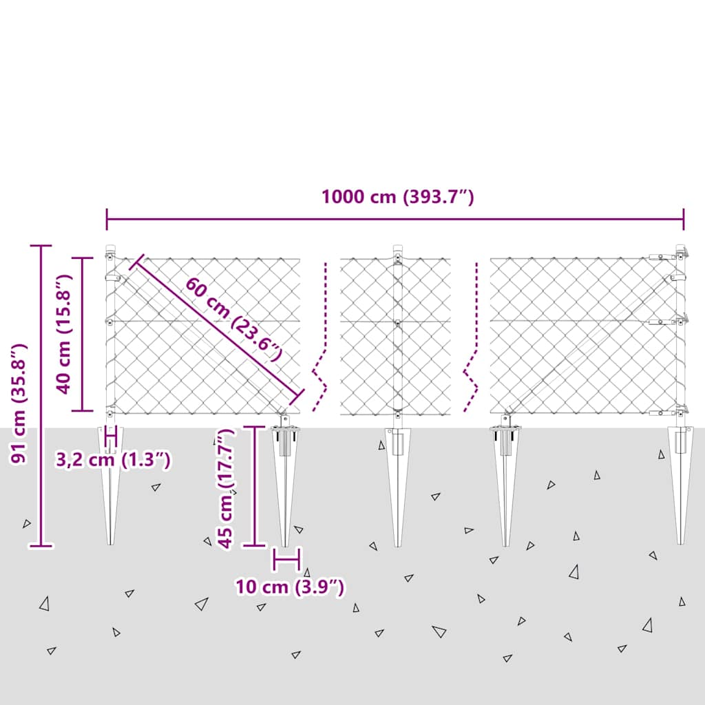 Zavareno žičano ograđivanje s bodljama 10 x 0,4 m Srebrna Mreža