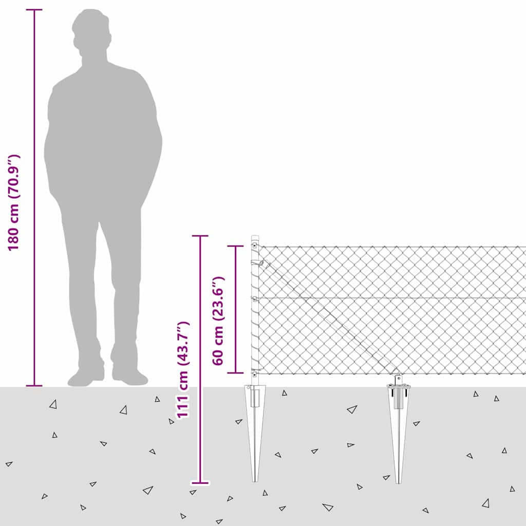 Stup za ogradu Srebrno 10 x 0,6 m (60 x 60 mm mreža) Čelik