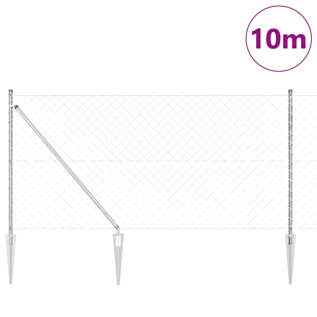 Stup za ogradu Srebrno 10 x 1 m (60 x 60 mm mreža) Čelik