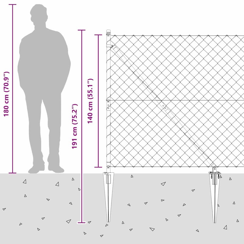Stup za ogradu Srebrno 10 x 1,4 m (60 x 60 mm mreža) Čelik