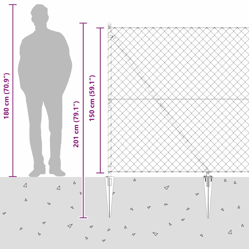 Stup za ogradu Srebrno 10 x 1,5 m (60 x 60 mm mreža) Čelik