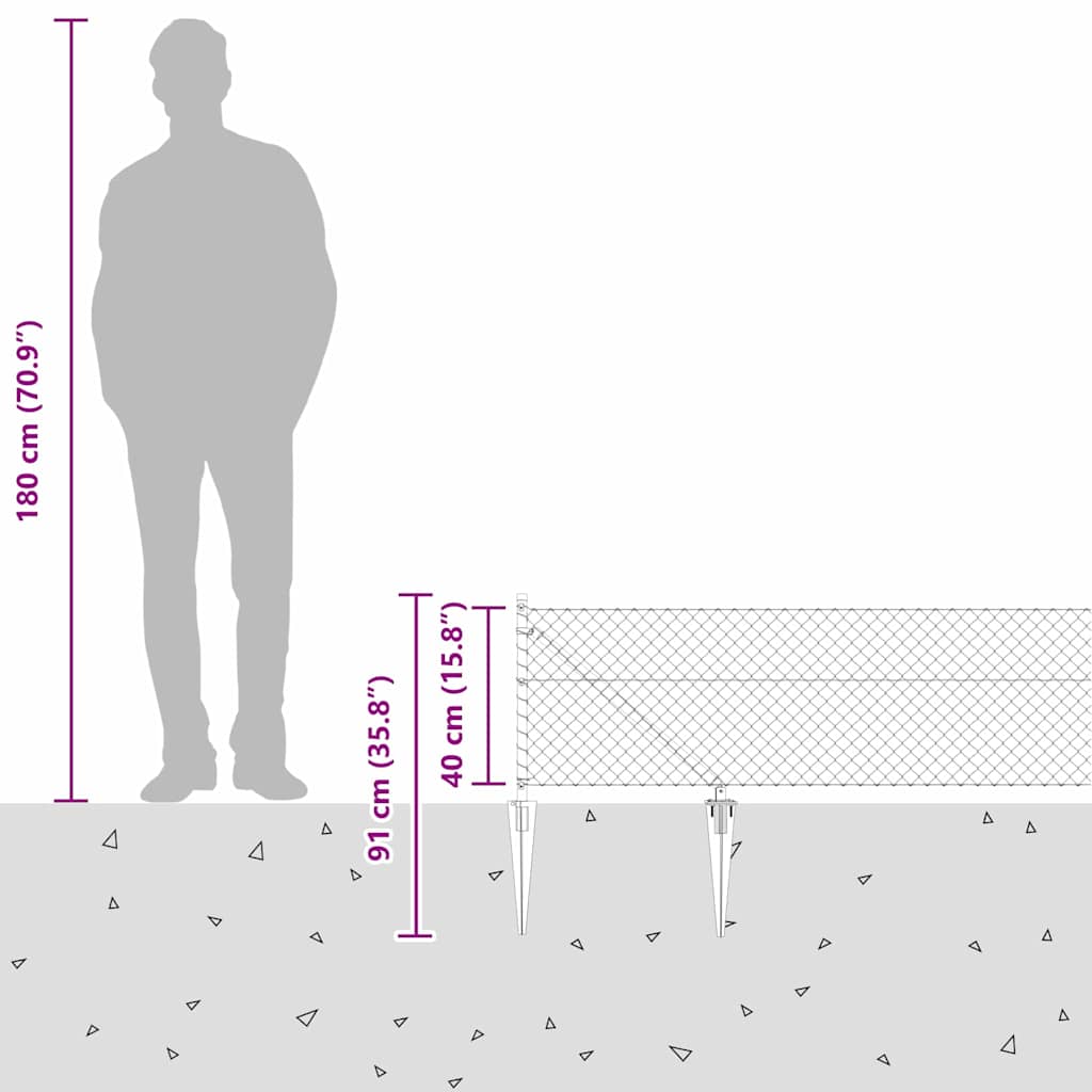 Stup za ogradu Srebrno 25 x 0,4 m (mreža 60 x 60 mm) Čelik