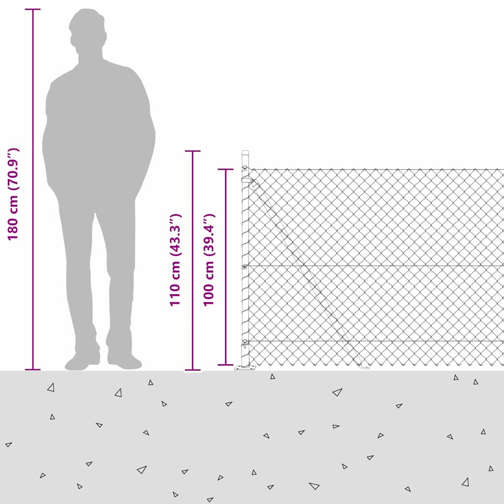 Stup za ogradu Zelena 10 x 1 m (mreža 40 x 40 mm) Čelik i PVC
