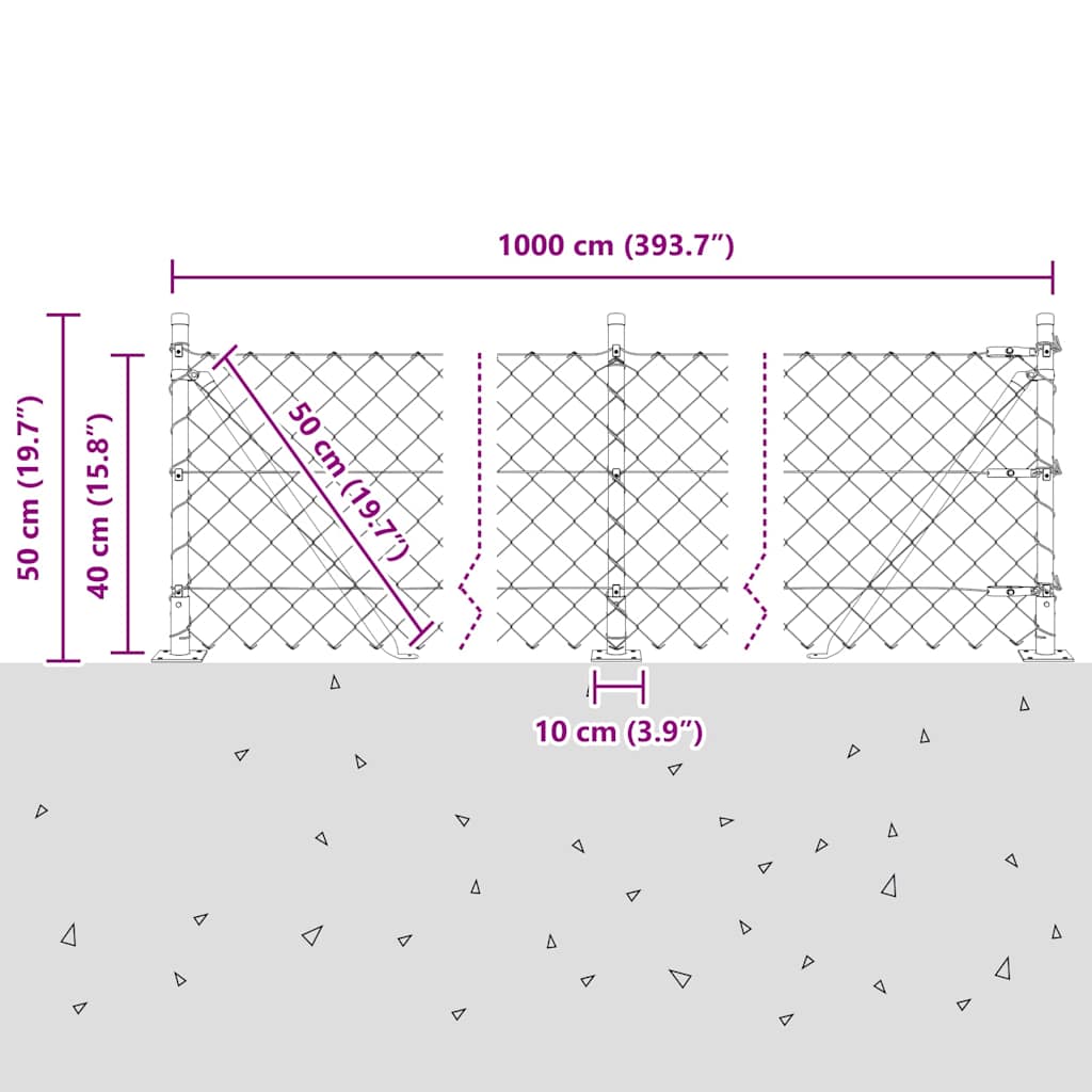 Stup za ogradu Zelena 10 x 0,4 m (mreža 60 x 60 mm) Čelik i PVC