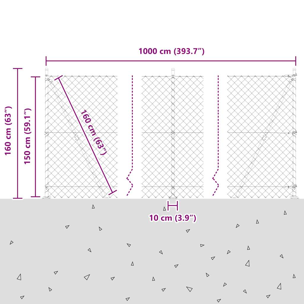 Stup za ogradu Zelena 10 x 1,5 m (60 x 60 mm mreža) Čelik i PVC