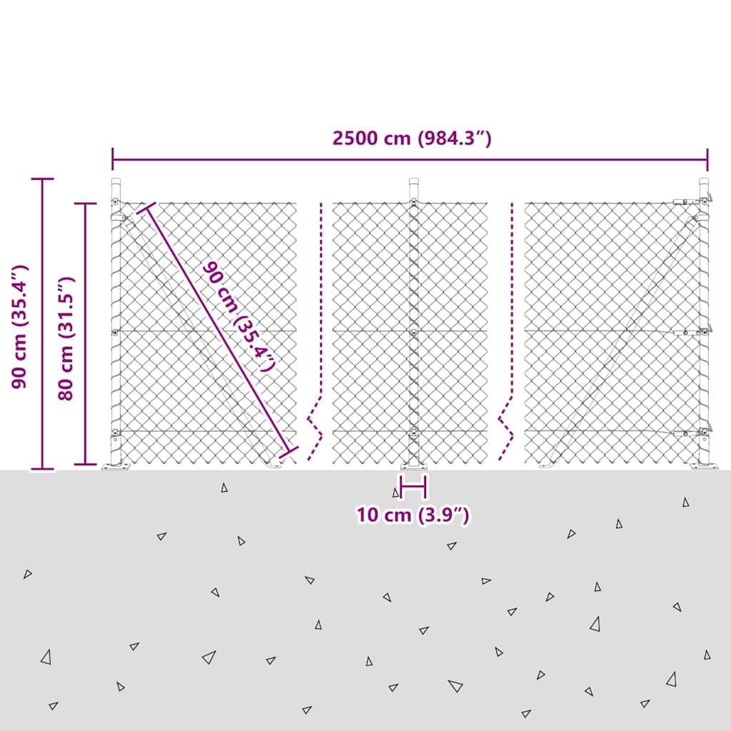 Stup za ogradu Zelena 25 x 0,8 m (mreža 40 x 40 mm) Čelik i PVC