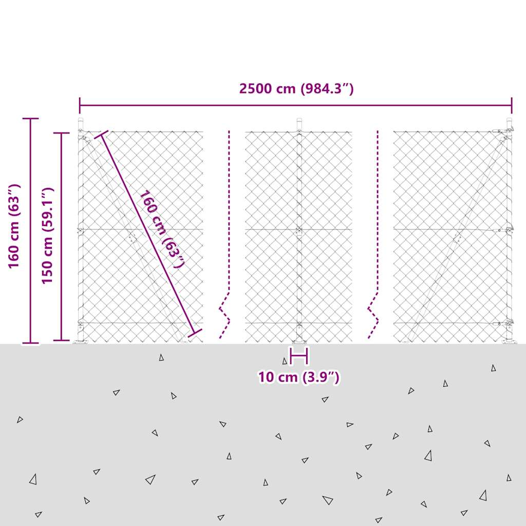 Zavareno žičano ogradno mreža s betonskom podlogom 1,5 x 25 m