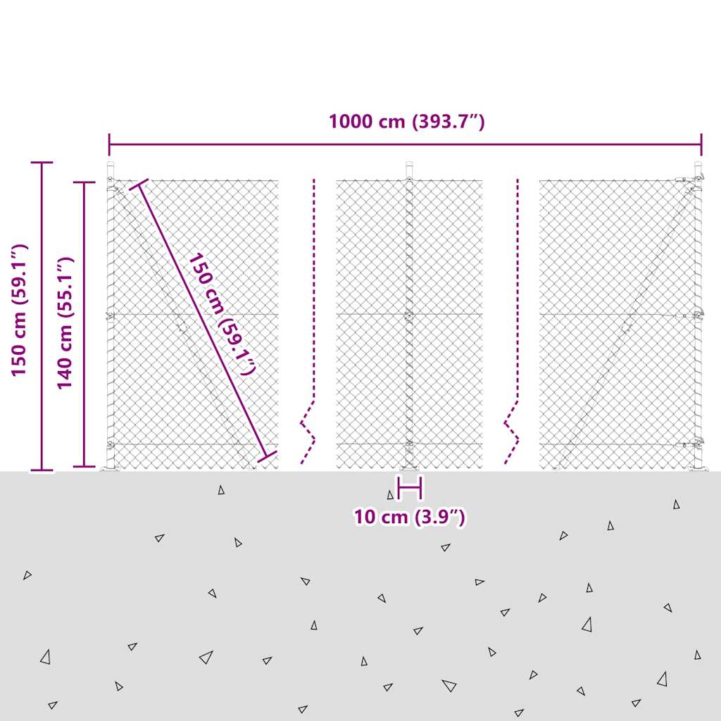 Stup za ogradu Siva 10 x 1,4 m (40 x 40 mm mreža) Čelik i PVC