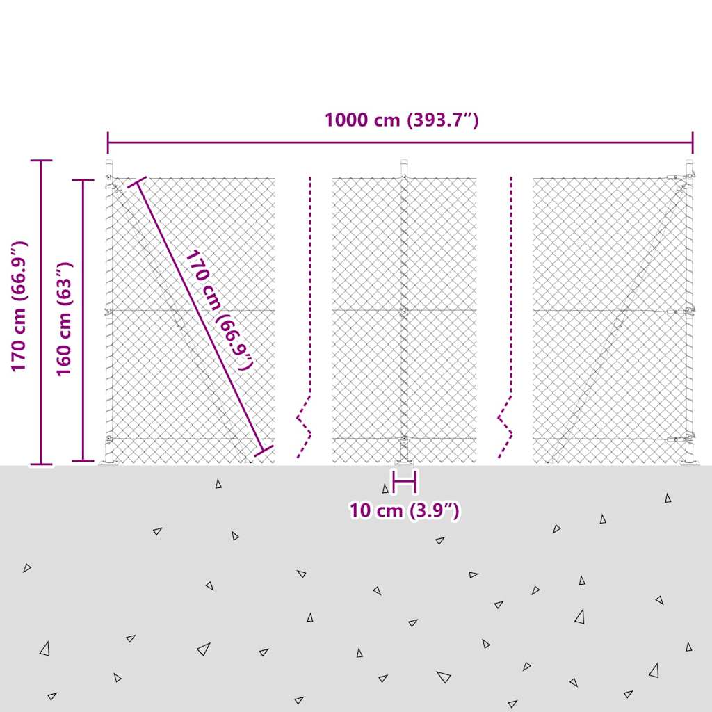 Stup za ogradu Siva 10 x 1,6 m (40 x 40 mm mreža) Čelik i PVC