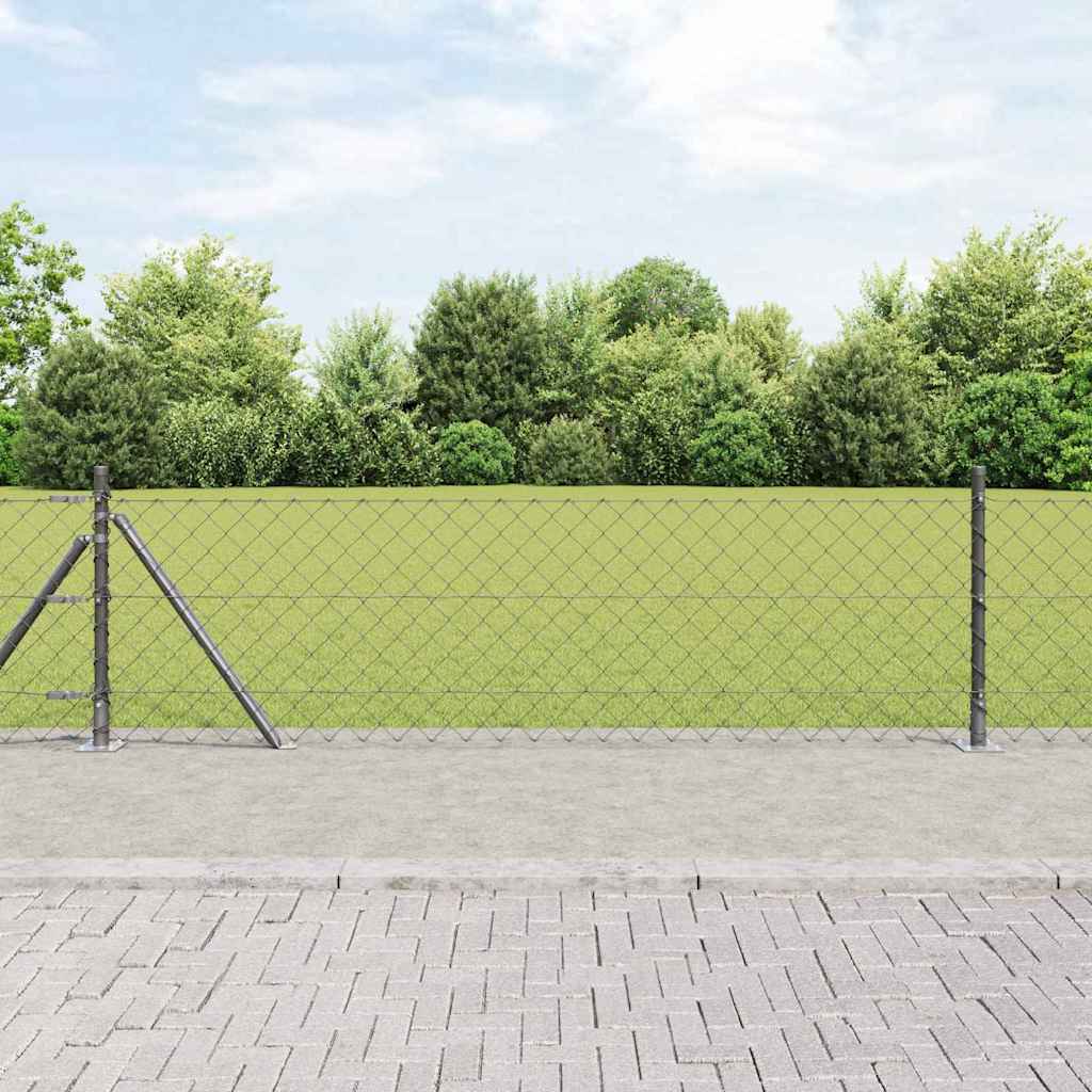 Stup za ogradu Siva 10 x 0,4 m (mreža 60 x 60 mm) Čelik i PVC