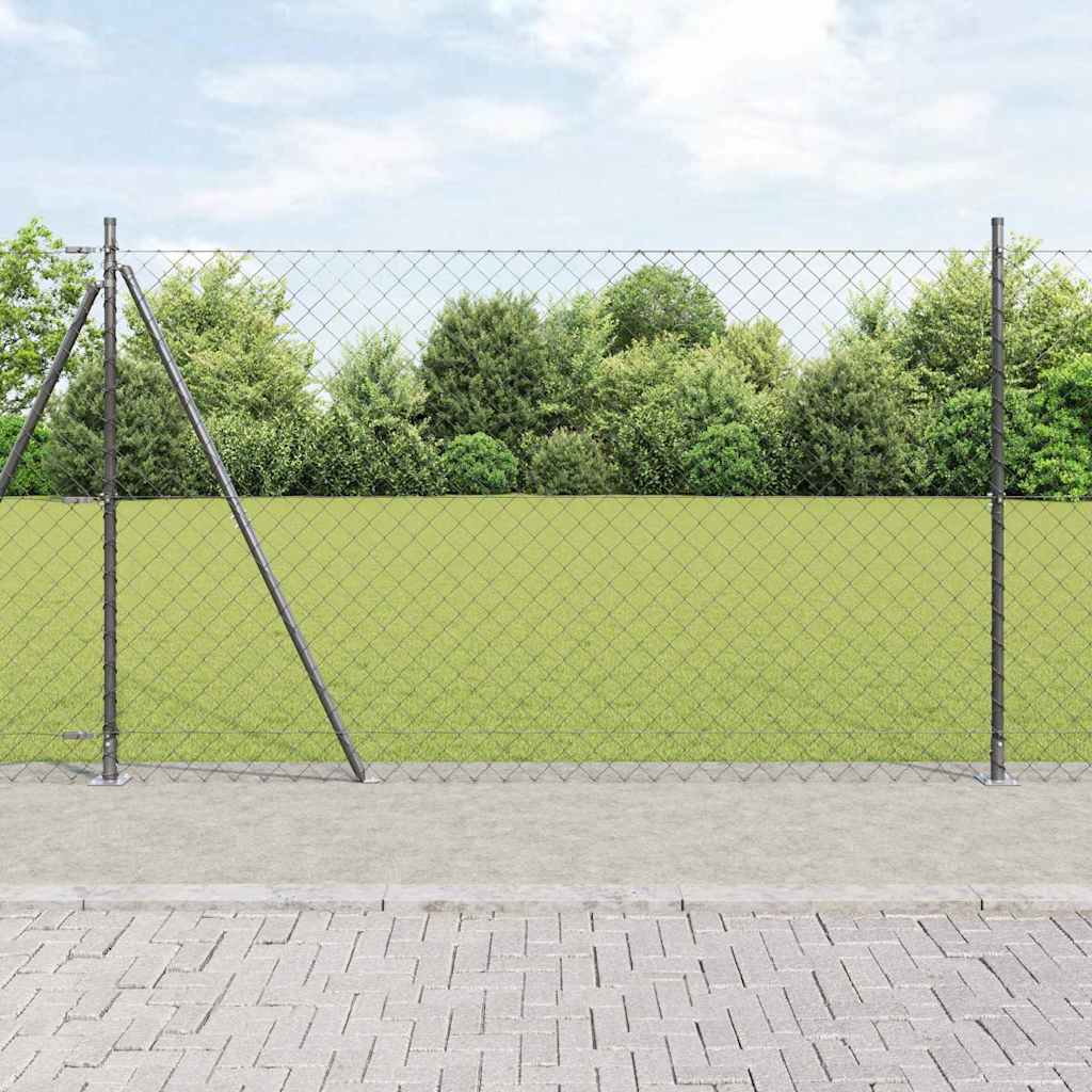 Stup za ogradu Siva 10 x 1,5 m (60 x 60 mm mreža) Čelik i PVC
