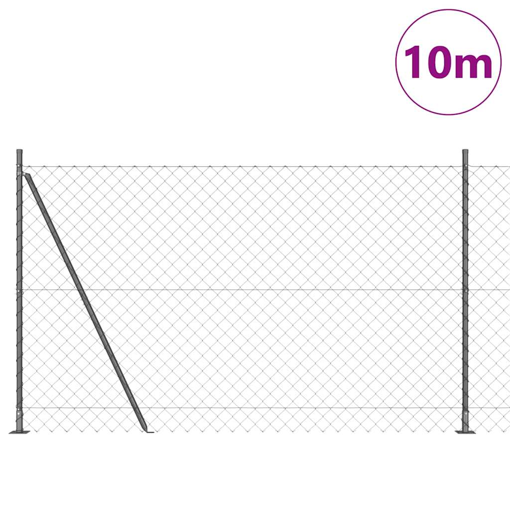 Stup za ogradu Siva 10 x 1,5 m (60 x 60 mm mreža) Čelik i PVC