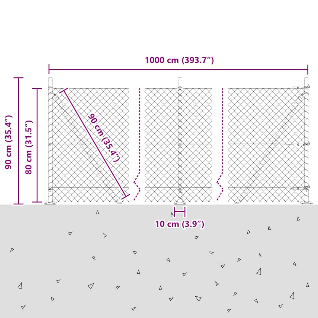Stup za ogradu Srebrno 10 x 0,8 m (mreža 40 x 40 mm) Čelik