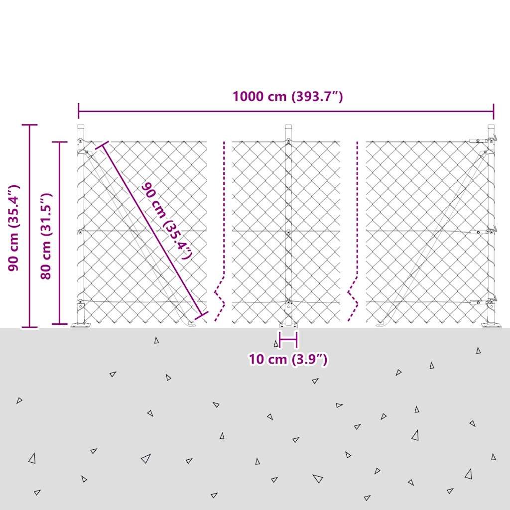 Stup za ogradu Srebrno 10 x 0,8 m (60 x 60 mm mreža) Čelik