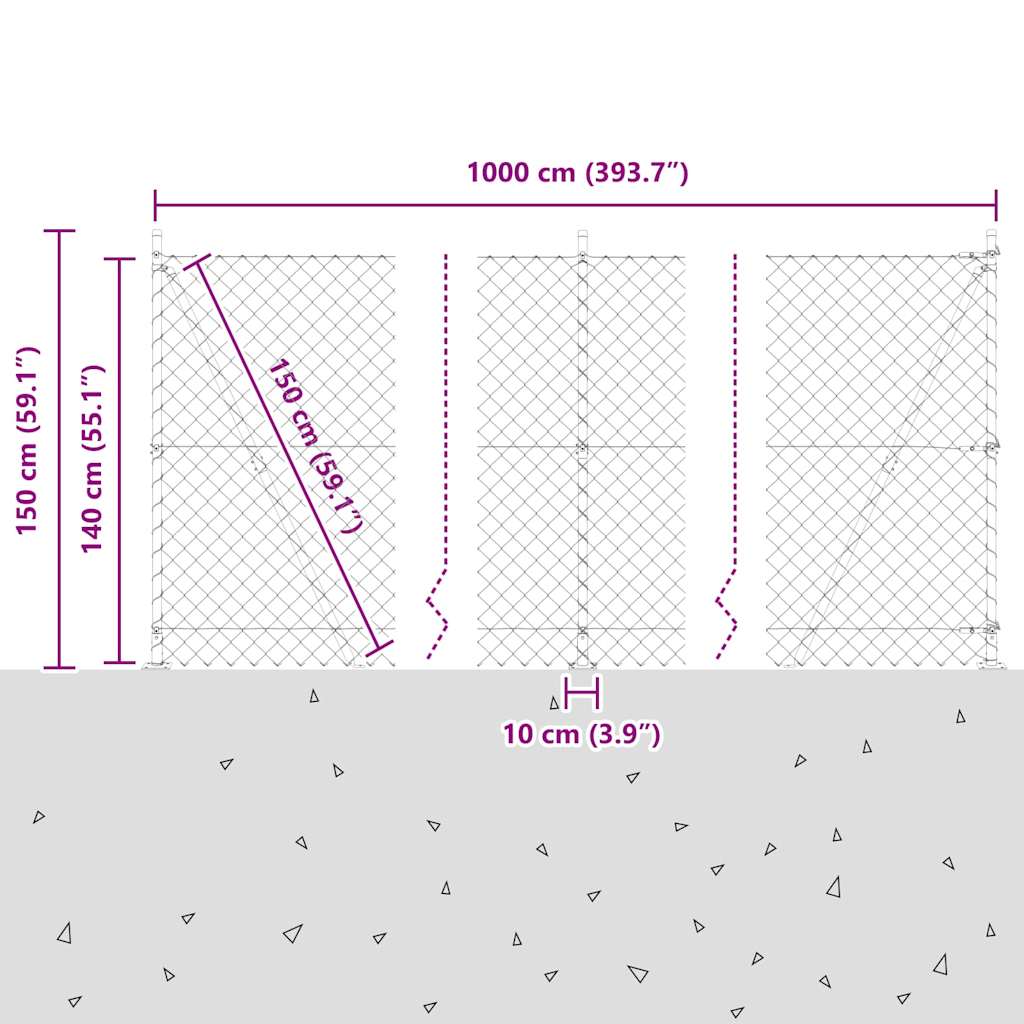 Stup za ogradu Srebrno 10 x 1,4 m (60 x 60 mm mreža) Čelik