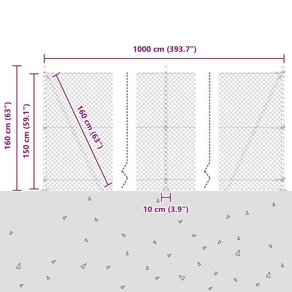 Stup za ogradu Srebrno 10 x 1,5 m (60 x 60 mm mreža) Čelik