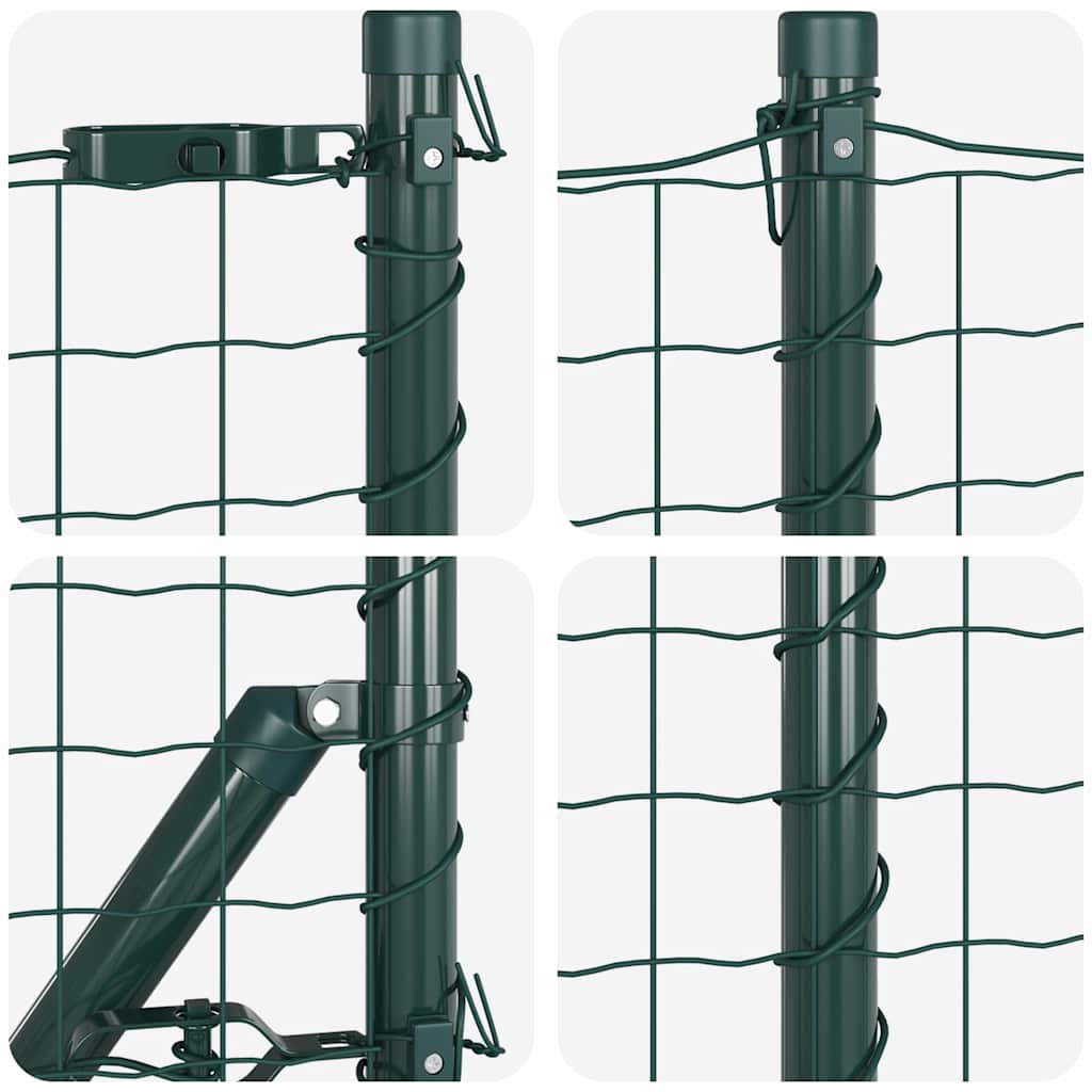 Ograda s postovima Zelena 0,4 x 10 m Čelik i PVC