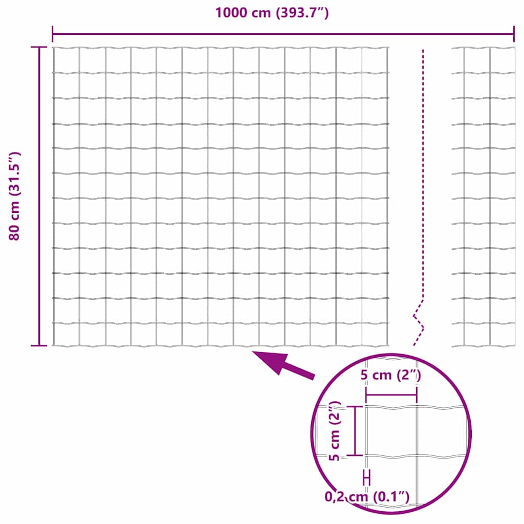 Ograda s postovima Zelena 0,8 x 10 m Čelik i PVC