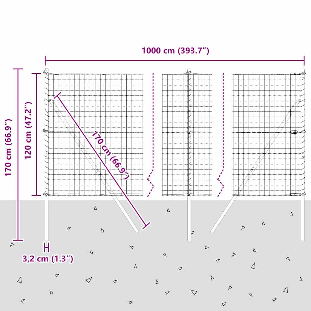 Ograda s postovima Zelena 1,2 x 10 m Čelik i PVC