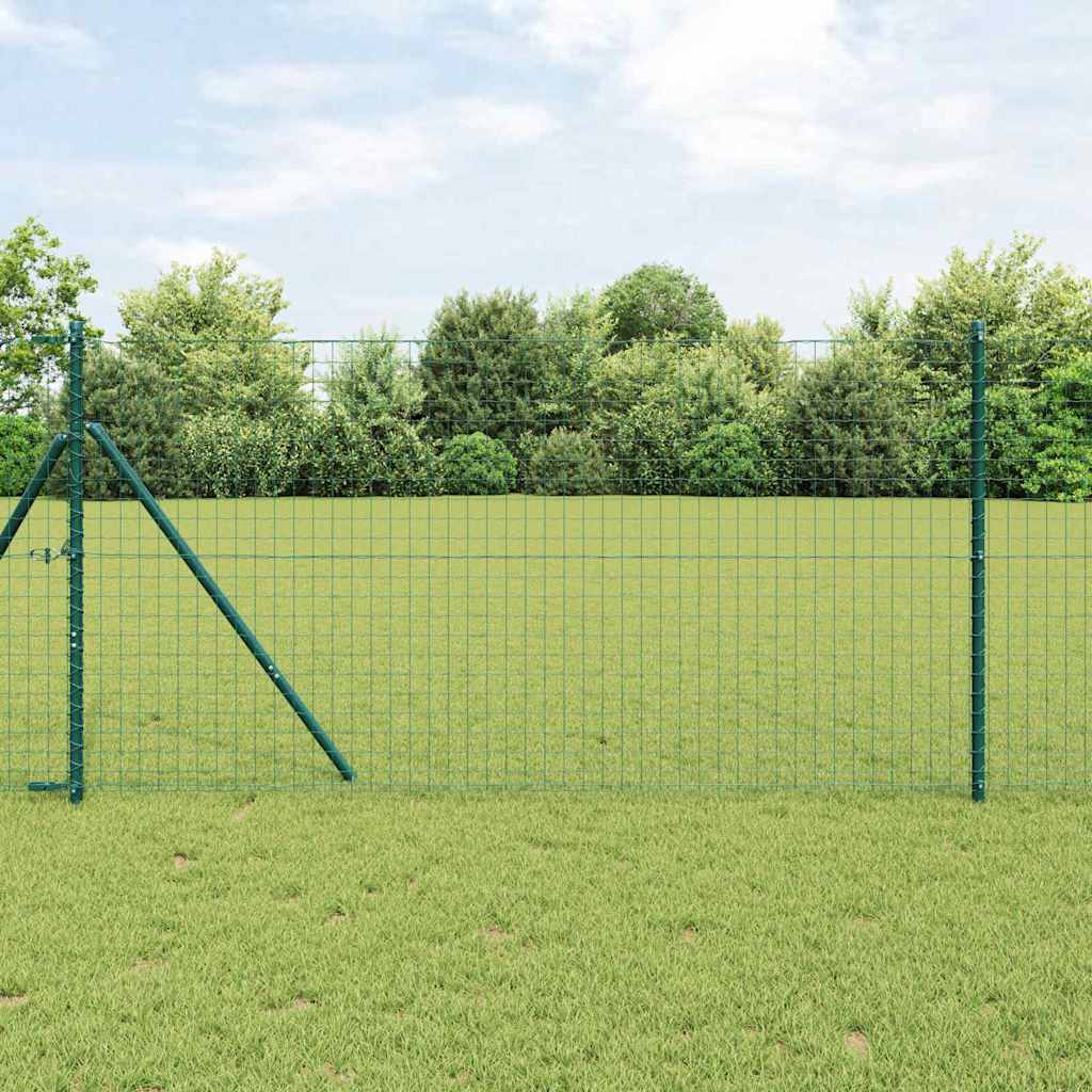 Ograda s postovima Zelena 1,4 x 10 m Čelik i PVC