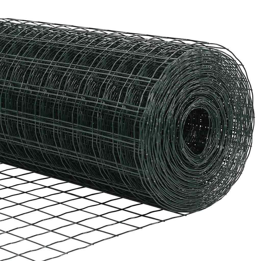 Ograda s postovima Zelena 1,5 x 10 m Čelik i PVC