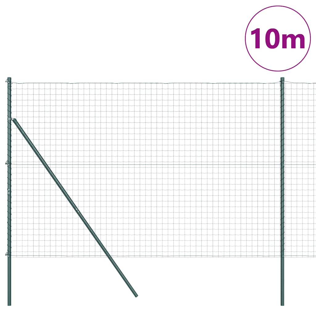 Ograda s postovima Zelena 1,5 x 10 m Čelik i PVC