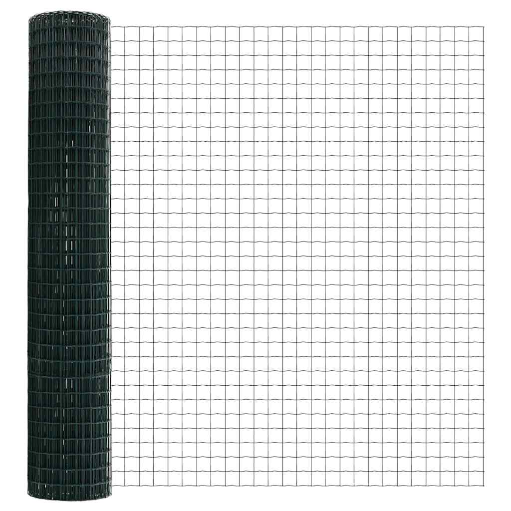 Ograda s postovima Zelena 1,6 x 10 m Čelik i PVC
