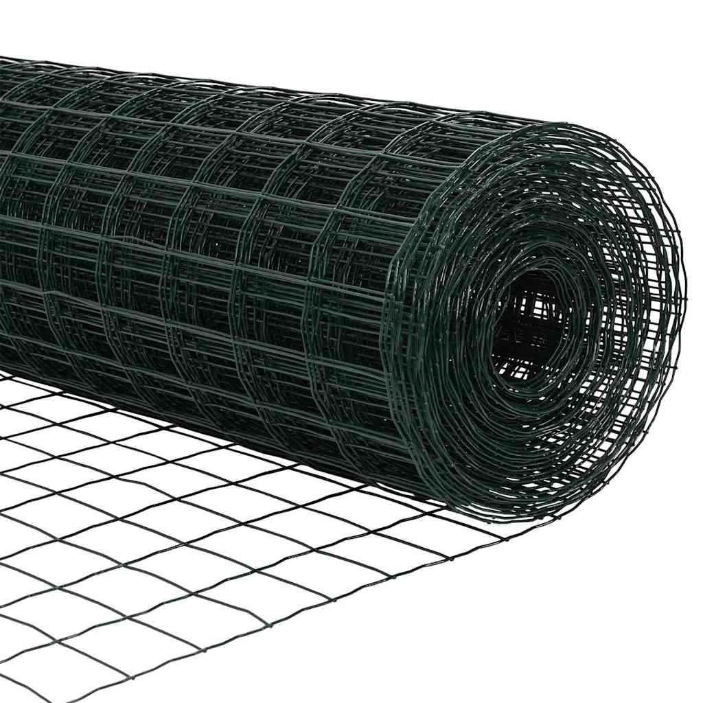 Ograda s postovima Zelena 0,8 x 10 m Čelik i PVC
