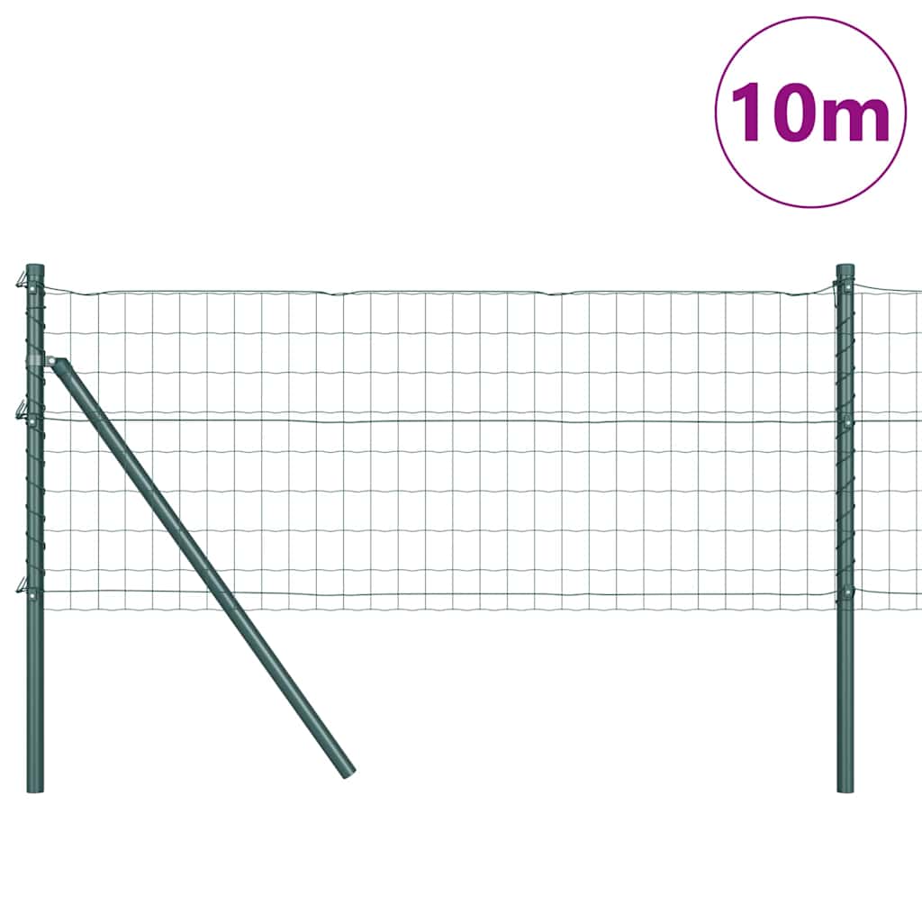 Ograda s postovima Zelena 0,8 x 10 m Čelik i PVC