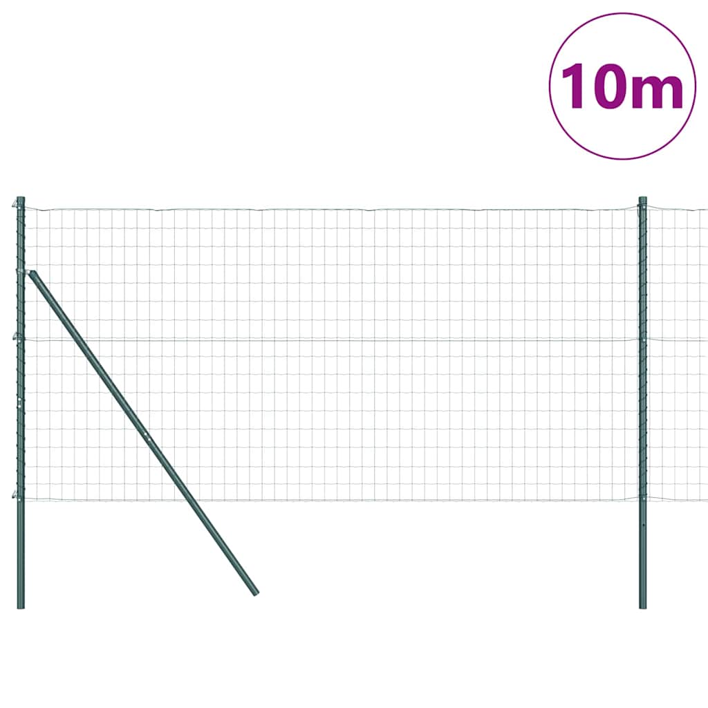 Ograda s postovima Zelena 1,4 x 10 m Čelik i PVC