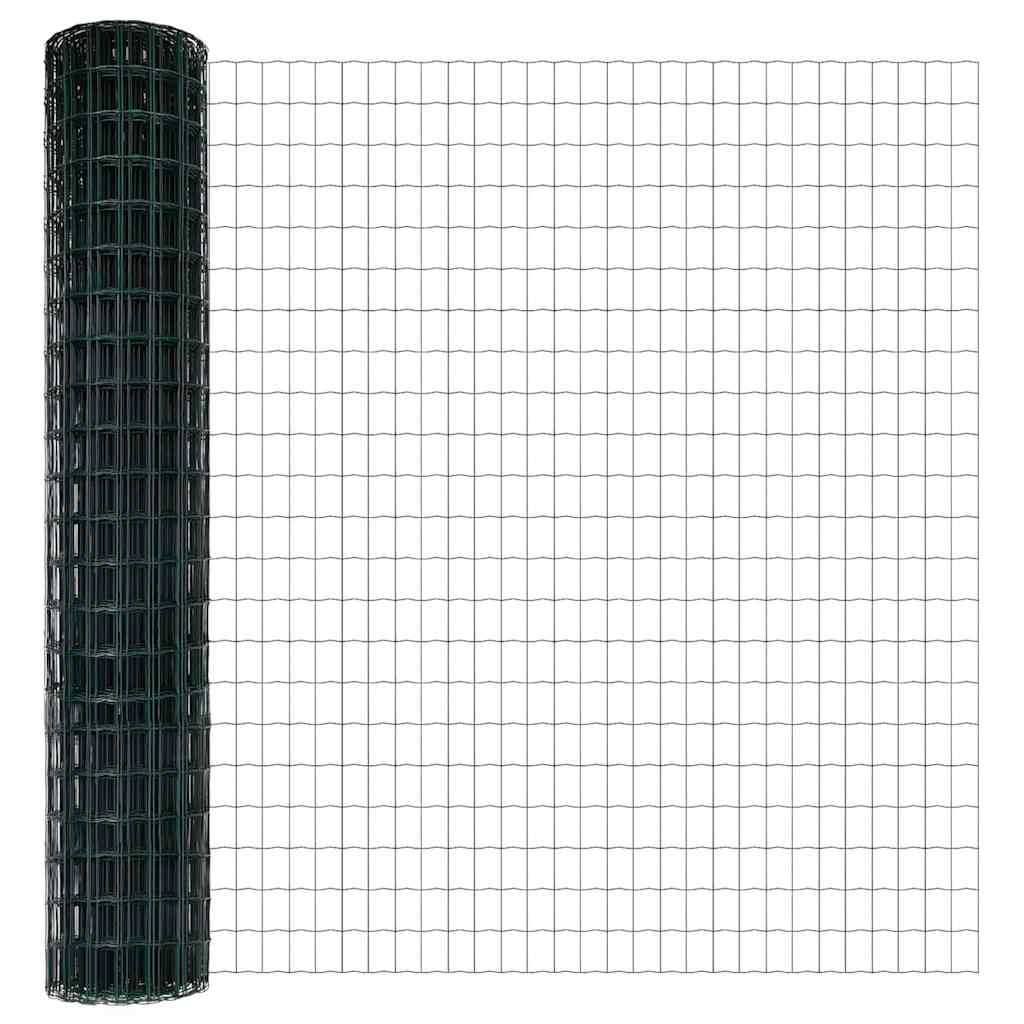 Ograda s postovima Zelena 1,5 x 10 m Čelik i PVC