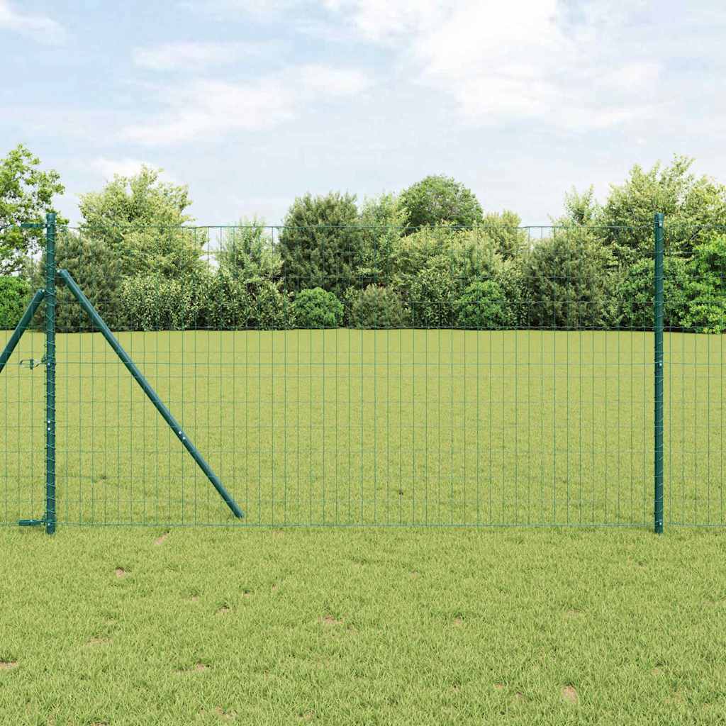 Ograda s postovima Zelena 1 x 10 m Čelik i PVC
