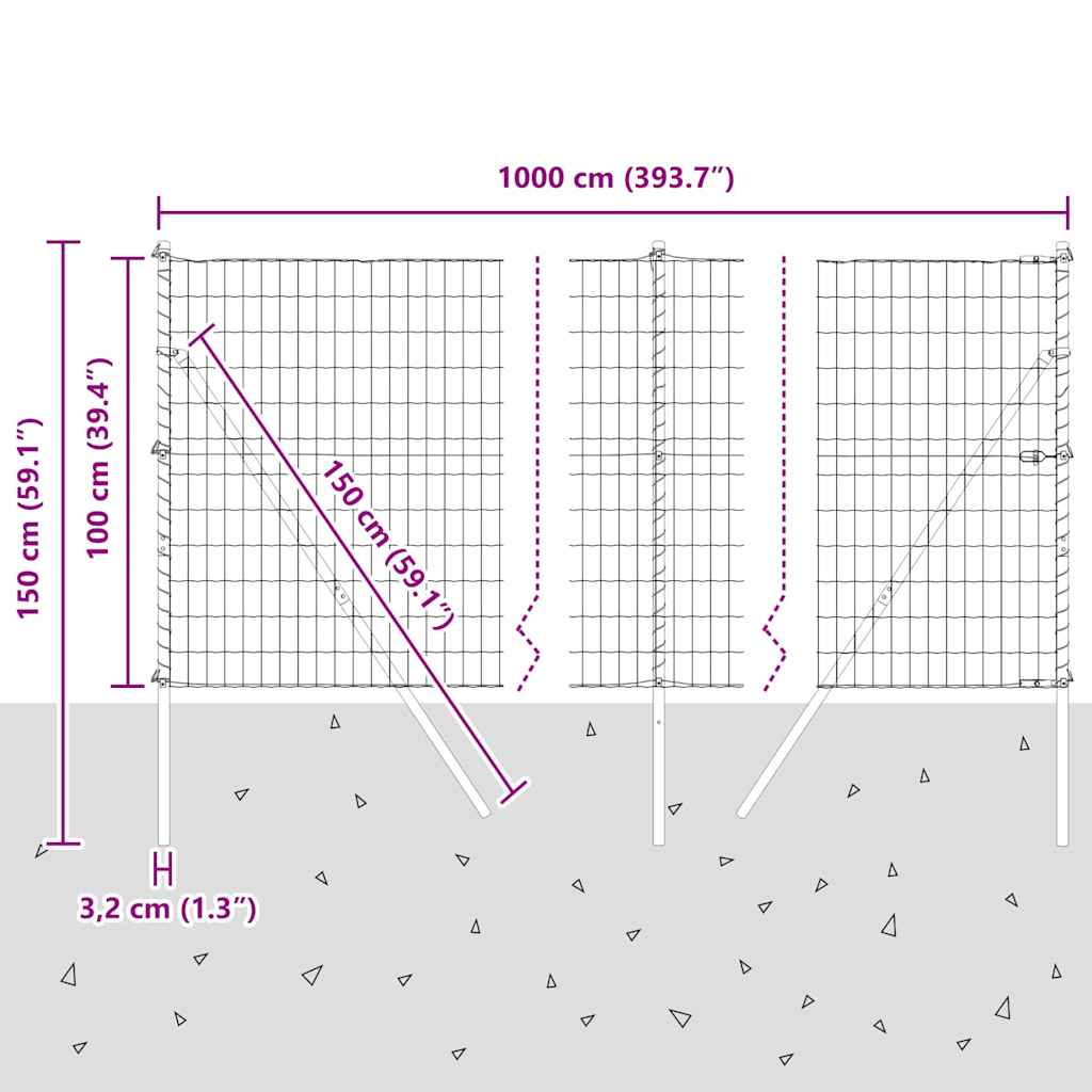 Ograda s postovima Zelena 1 x 10 m Čelik i PVC
