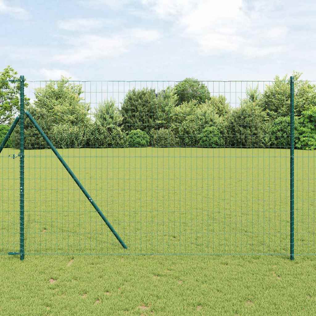 Ograda s postovima Zelena 1,5 x 10 m Čelik i PVC