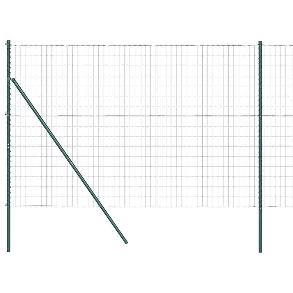 Ograda s postovima Zelena 1,5 x 10 m Čelik i PVC