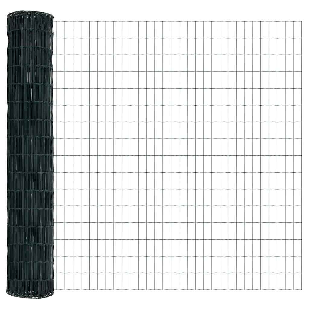 Ograda s postovima Zelena 1,5 x 10 m Čelik i PVC