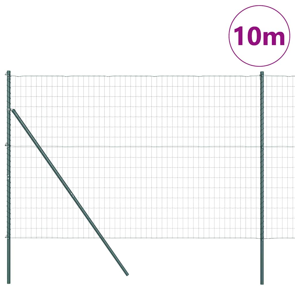 Ograda s postovima Zelena 1,6 x 10 m Čelik i PVC