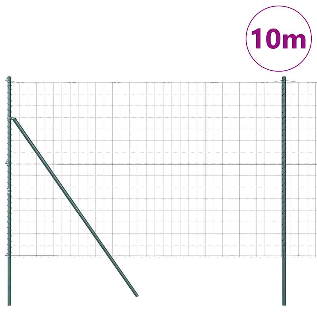 Ograda s postovima Zelena 1,5 x 10 m Čelik i PVC