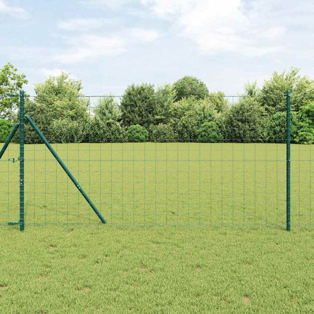 Ograda s postovima Zelena 1,4 x 10 m Čelik i PVC
