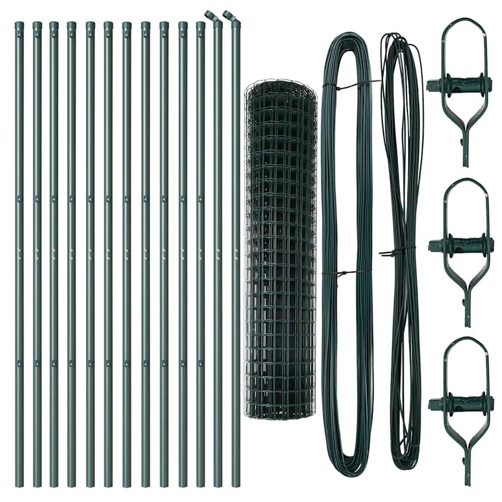 Ograda s postovima Zelena 1,2 x 25 m Čelik i PVC