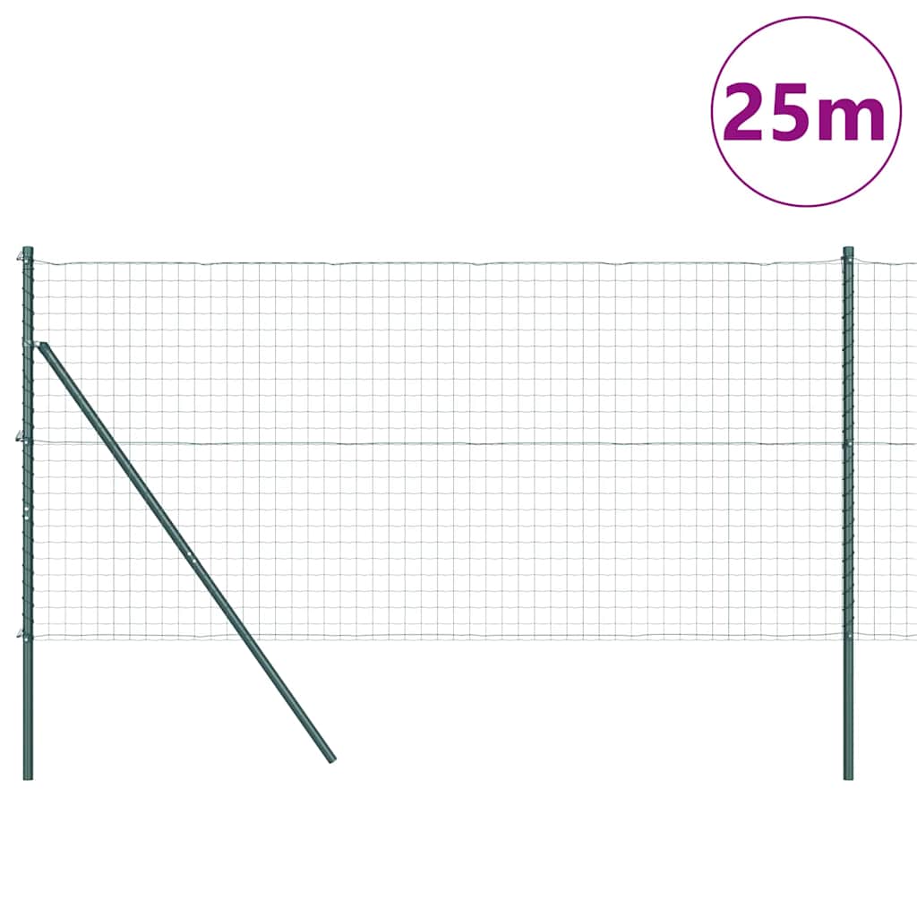 Ograda s postovima Zelena 1,2 x 25 m Čelik i PVC