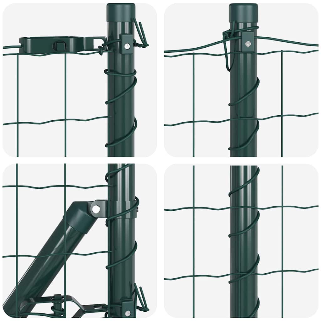 Ograda s postovima Zelena 0,4 x 25 m Čelik i PVC